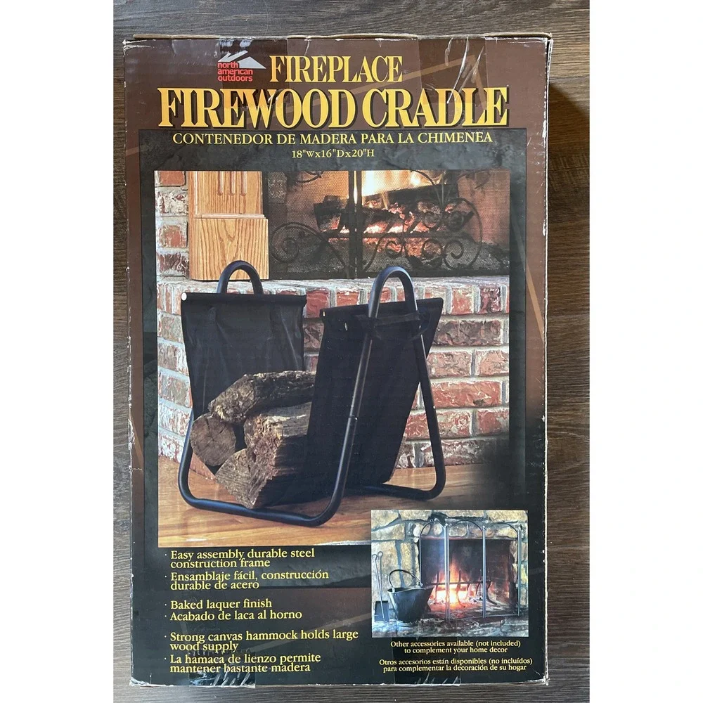 Fireplace Firewood cradle Steel Frame Canvas 18 X 16 X 20 New